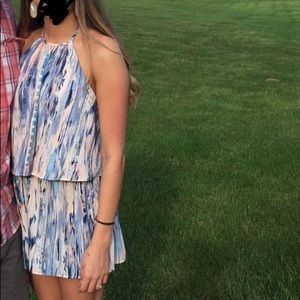 Blueblush Flounce Halter Top Romper